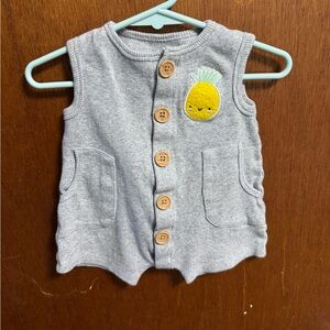 Indigo baby cotton button romper